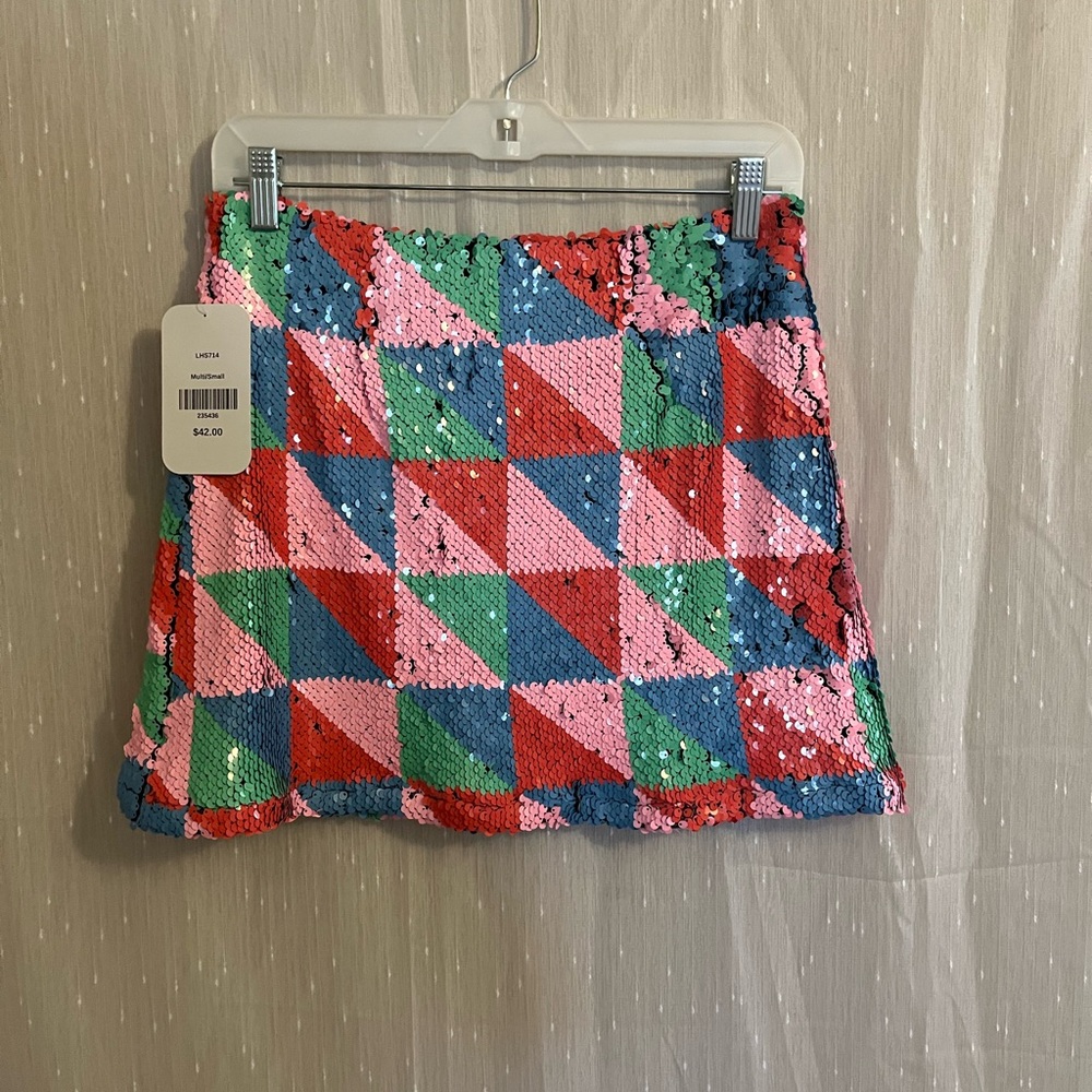 Colorful Geometric Sequin Skirt